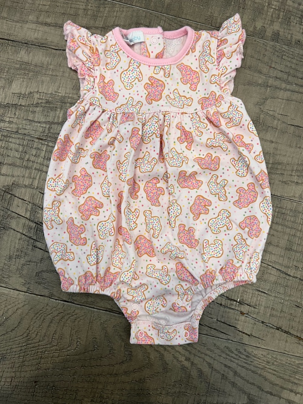 Pink Animal Cracker-Print Baby One-Piece Footie Romper